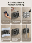 Axyaa Wall-Mounted Mop Clip Holder Hook: Stainless Steel/Aluminum Bathroom Storage Rack