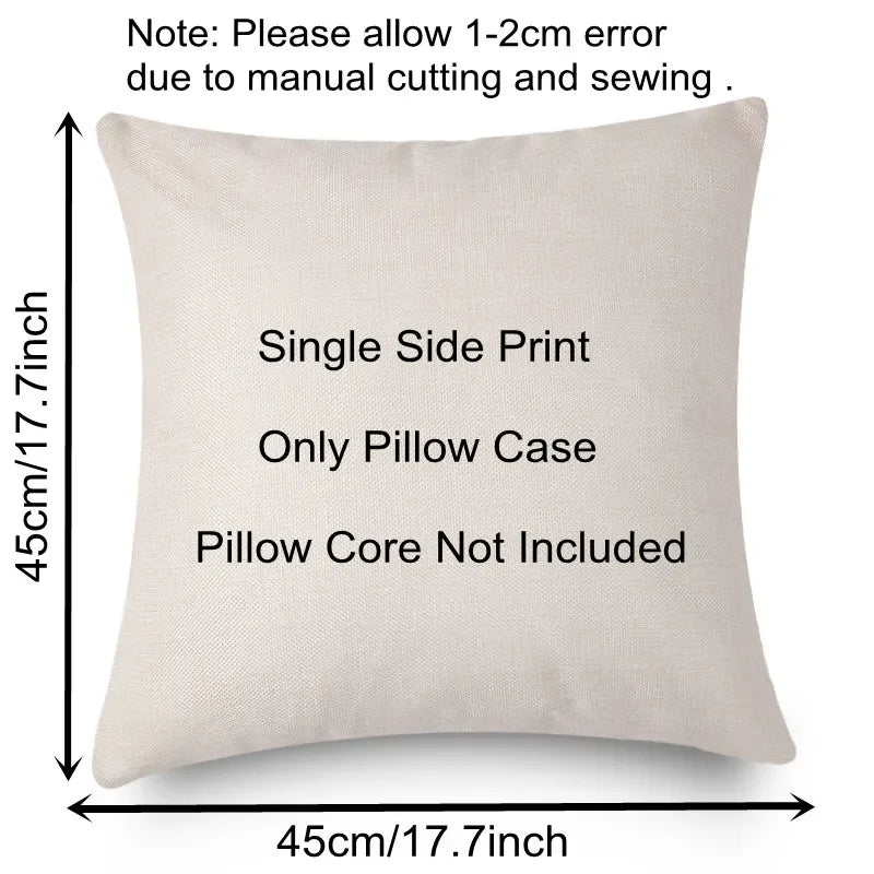 Christmas Cartoon Pillowcase | Deer & Bear Print | Linen Cushion Cover | Axyaa Brand