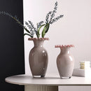 Axyaa Pink Glass Vase Pleated Lace Home Decor Hydroponic Terrarium