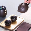 Axyaa Portable Purple Clay Kung Fu Travel Tea Set - Perfect for Outdoor Adventures