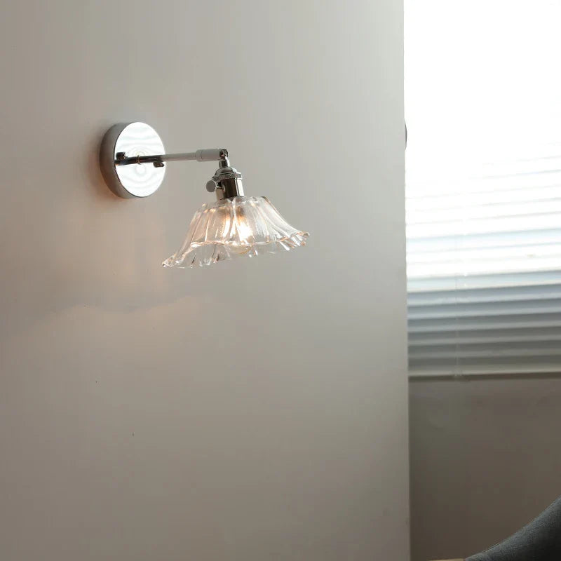 Axyaa Clear Glass Silver LED Wall Sconce with Adjustable Arm & Switch