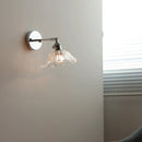 Axyaa Clear Glass Silver LED Wall Sconce, Adjustable Arm, Switch, E26 E27 Socket