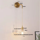 Axyaa Copper LED Wall Lamp Sconce with Glass Shade & Pull Chain Switch