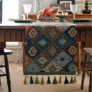 Axyaa Green Jacquard Table Runner with Tassels