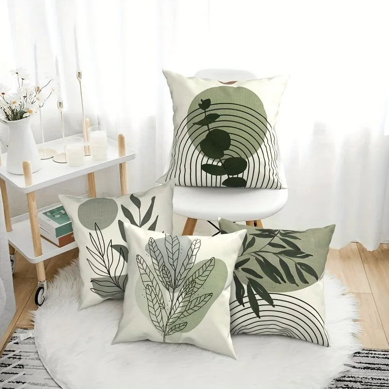 Axyaa Geometric Leaf Pattern Pillowcase: Minimalist Bohemian Decor, Soft and Stylish Sofa Cushion Cover