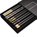 Axyaa Japanese Alloy Non-Slip Sushi Chopsticks Set - 5 Pair Reusable Tableware Gift
