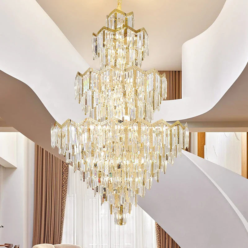 Axyaa European Style Crystal Chandelier for Villa Living Room, Luxury Post-Modern Design