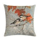 Axyaa Retro Bird Branch Linen Pillow Cover for Home Decor and Comfort