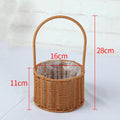 Axyaa Hand-Woven Rattan Flower Basket with Handle