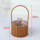 Axyaa Hand-Woven Rattan Flower Basket with Handle