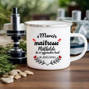 Axyaa Personalized Teacher Mug - Merci Maitresse Enamel Coffee Cup
