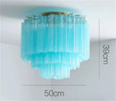 Axyaa Blue White Glass Tube Chandelier Ceiling Lamp for Home Lighting