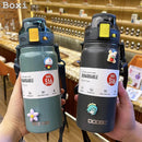 Axyaa Stainless Steel Vacuum Flask with Straw and Portable Strap
