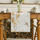 Axyaa Bamboo Leaves Hummingbird Table Runner - Farmhouse Dining Wedding Party Decor