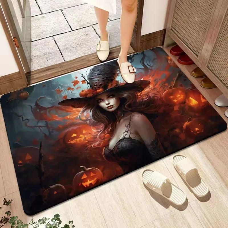 Axyaa Halloween Ghost Face Pumpkin Lantern Floor Mat