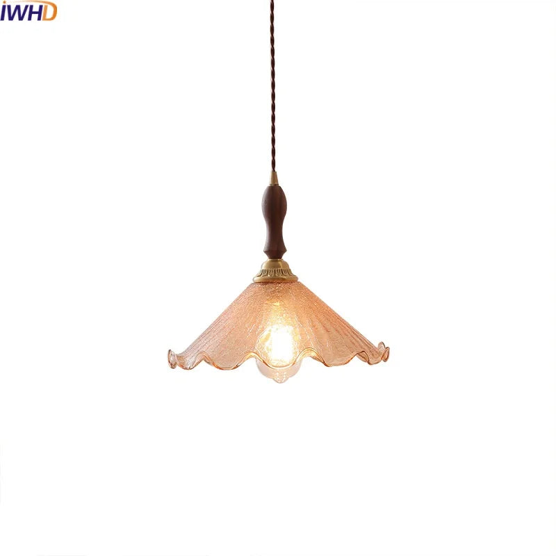 Axyaa Modern LED Pendant Lights Glass Wood Nordic Hanging Lamp