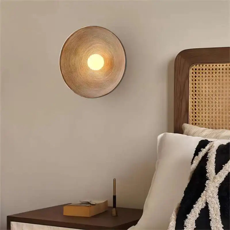 Axyaa Round Resin LED Wall Sconce Light Japanese Style Wandlamp