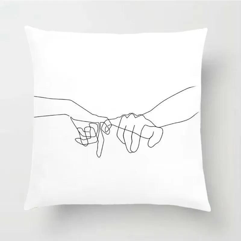 Nordic Line Drawing Cushion Cover for Home Decor by Axyaa