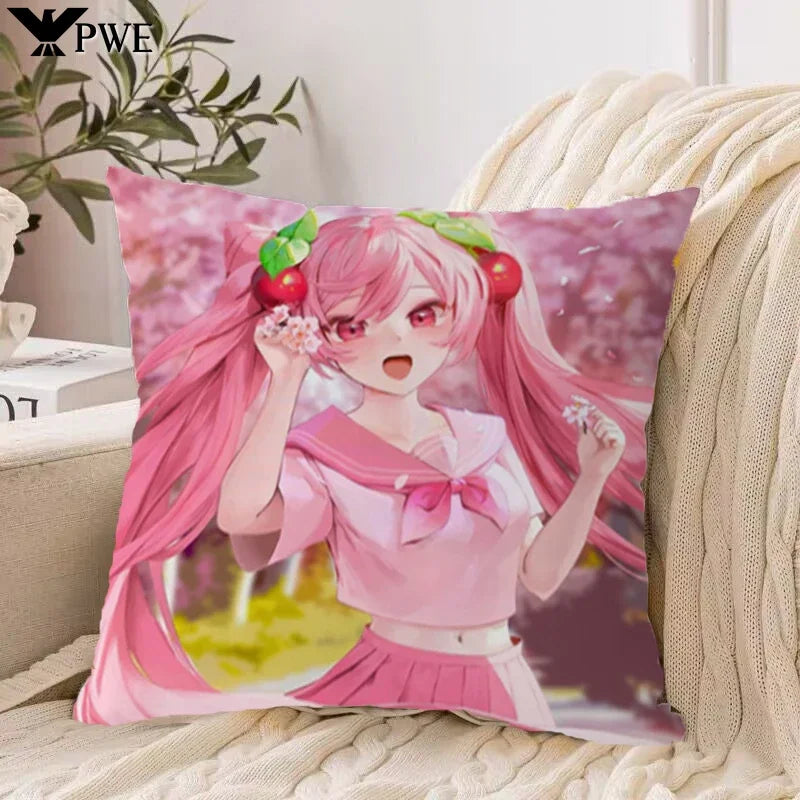 Axyaa 40*40 Hatsune Miku Pillow Cover Set for Stylish Bed Decor