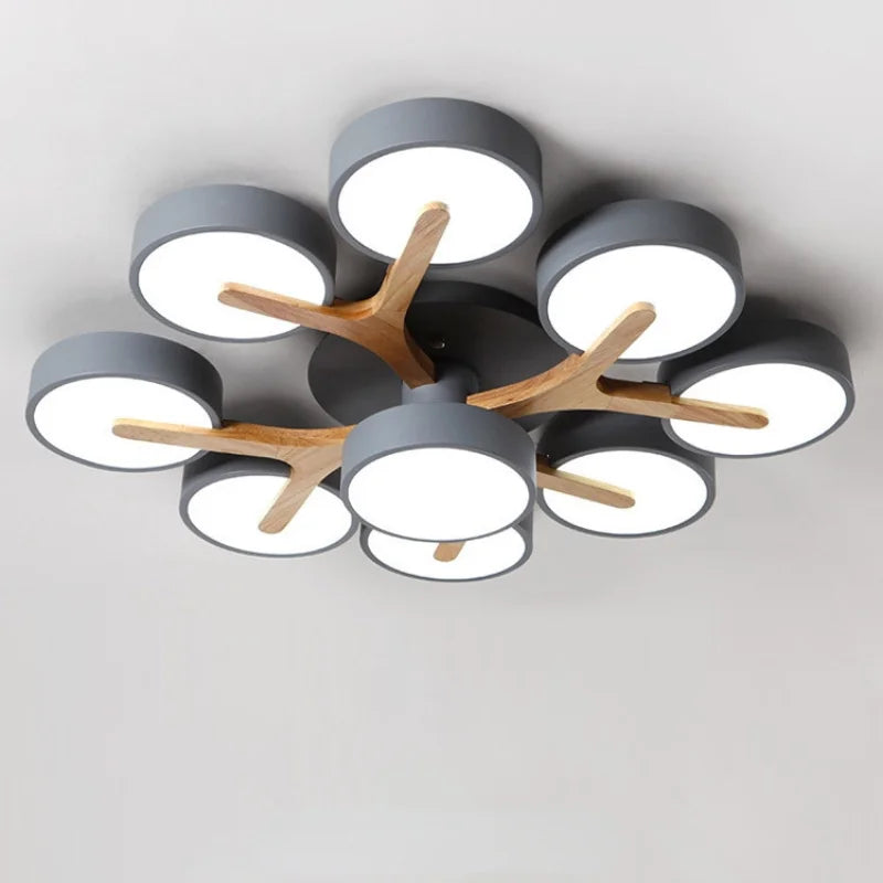 Axyaa Wood Macaron Ceiling Chandelier Light for Bedroom Living Room Kitchen