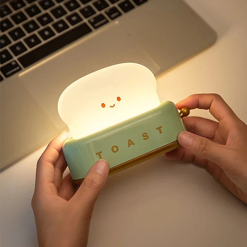 Axyaa Toast Lamp: Rechargeable LED Night Light for Bedroom Decoration and Mood Lighting