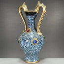 Axyaa Song Dynasty Gilded Gemstone Double Dragon Vase for Home Living Room Decor