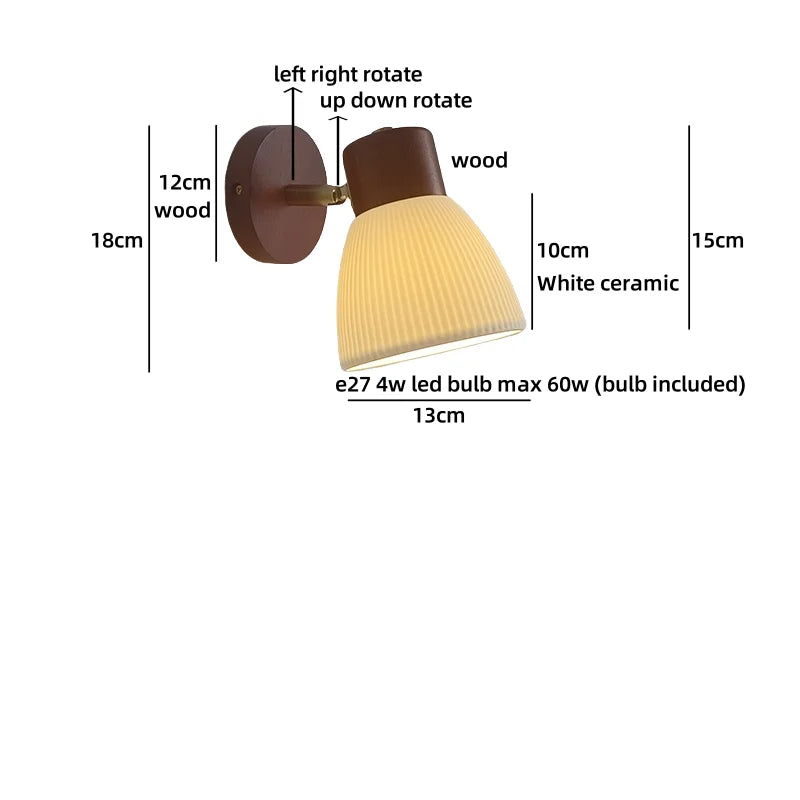 Axyaa Wood Cream Glass Ceramic LED Wall Light for Living Room & Bathroom