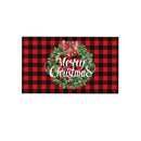 Axyaa Holly Wreath Plaid Print Door Mat