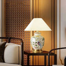 Axyaa Countryside Floral Ceramic Table Lamp: Handmade Rustic Bedroom Decor Warm Light