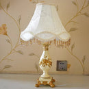 Axyaa Retro Resin Desk Lamp LED E27 Fabric Lampshade Dimmable Table Light