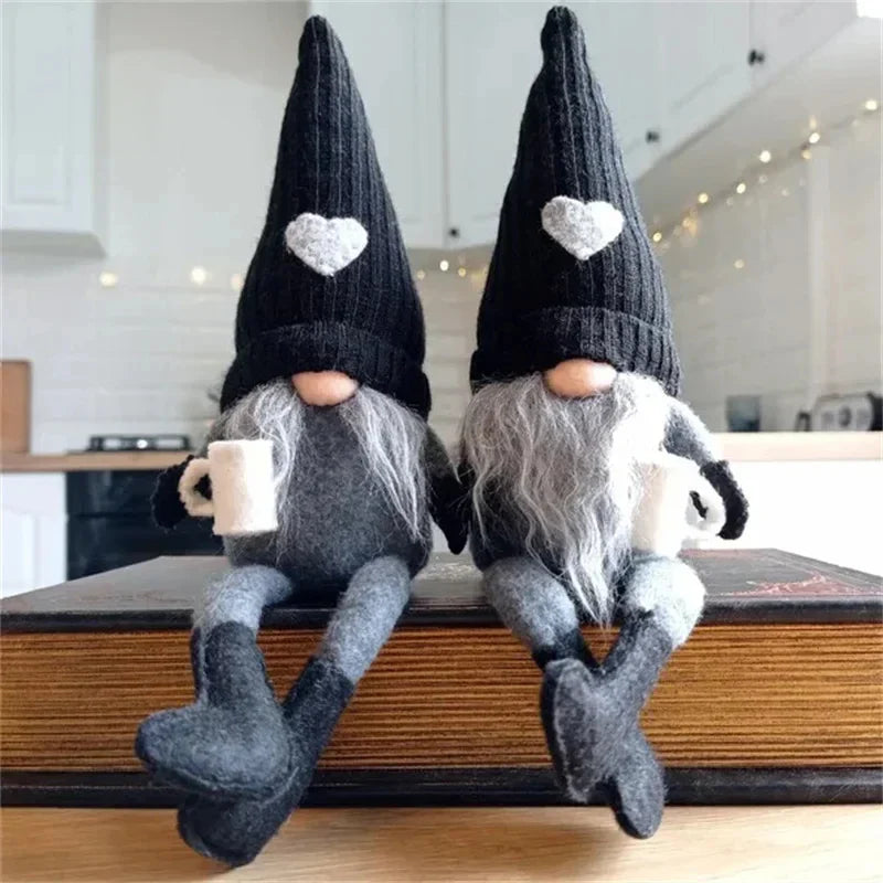 Axyaa Christmas Knitting Plush Dwarf Boy Girl Doll Set for Desktop Decoration