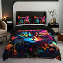 Axyaa Kitten & Mushroom Duvet Set - Soft & Breathable Bedding for Home & Dorm