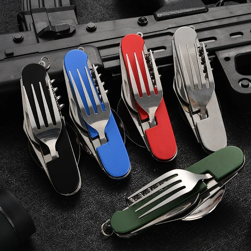 Axyaa 4-in-1 Stainless Steel Camping Utensils Set
