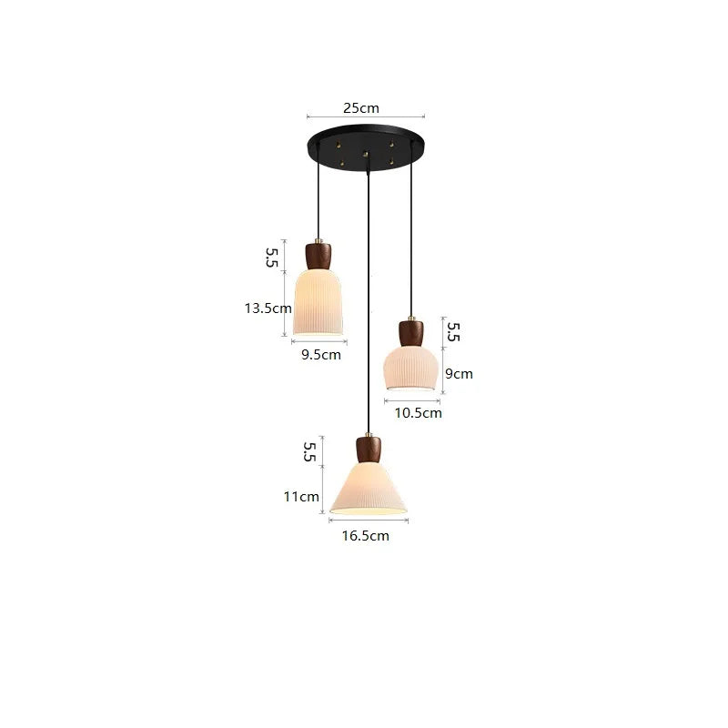 Axyaa Walnut Ceramic Nordic LED Pendant Lights - Japanese Style Modern Hanging Lamp