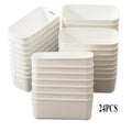 Axyaa Stackable White Plastic Storage Bins Handles Multipurpose Organizer Box
