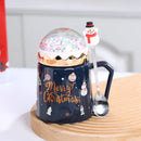 Santa Claus Ceramic Mug Set by Axyaa: Festive Lid, Spoon, Perfect X'mas Gift