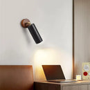 Axyaa LED Wall Light Pull Chain Black Travertine Vintage Reading Bedside Lamps