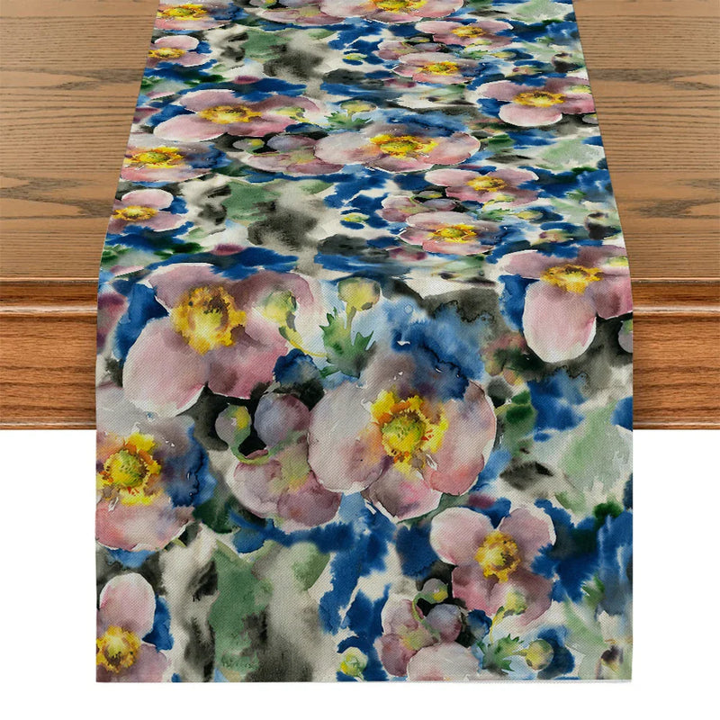 Axyaa Abstract Floral Table Runner for Kitchen Dining Party Decor