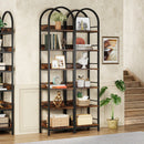 Axyaa 6-Tier Tall Arched Bookcase, Freestanding Narrow Corner Bookshelf Display Shelves