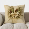 Axyaa Festive Pine Cone & Bow Decor Pillow Cover for Sofa, Bedroom, Car