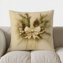 Axyaa Festive Pine Cone & Bow Decor Pillow Cover for Sofa, Bedroom, Car