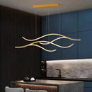 Axyaa Black/Gold Linear Pendant Light with Remote Dimming for Dining Room/Kitchen/Cafe