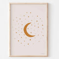 Axyaa Geometric Sun Moon Stars Canvas Print for Modern Bohemian Nursery Wall Art