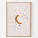 Axyaa Geometric Sun Moon Stars Canvas Print for Modern Bohemian Nursery Wall Art