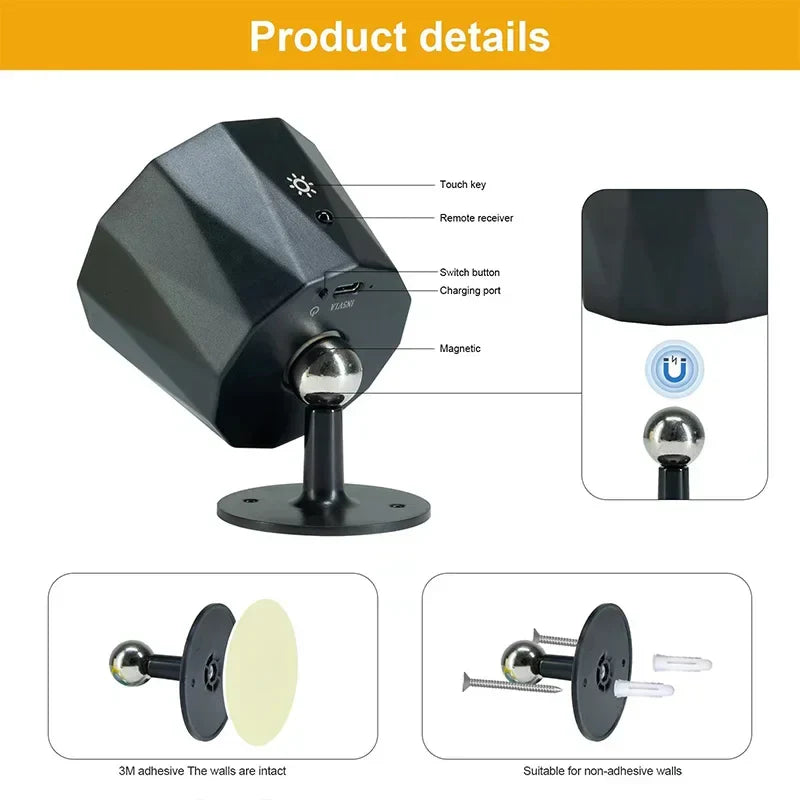 Axyaa Touch Control LED Wall Lamp: 360 Rotatable, USB Rechargeable, Wireless Night Light