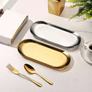Axyaa Stainless Steel Oval Serving Tray Snack Dish Sushi Plate