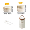 Axyaa Round Plastic Bento Box with Foldable Utensils - Microwave Safe Student Lunch Container