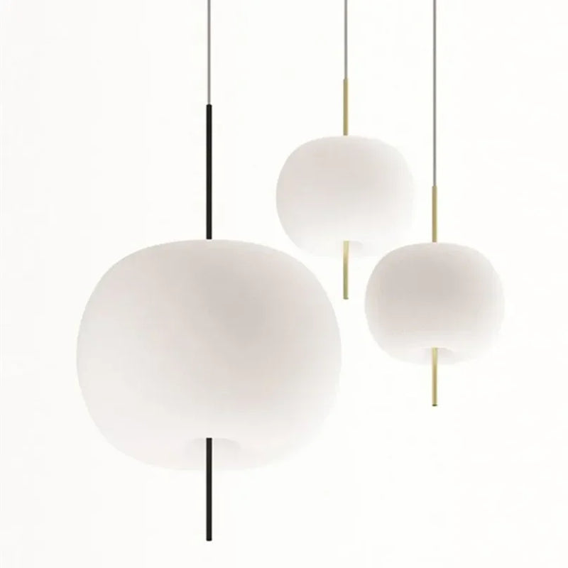 Axyaa White Glass Ball Pendant Light: Postmodern LED Hanging Light for Dining Room