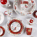 Axyaa Red Flower Bird Plates & Mugs: European Style Ceramic Tableware