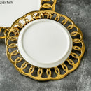 Axyaa Gold Plated Ceramic Steak Plate for Stylish Dining
